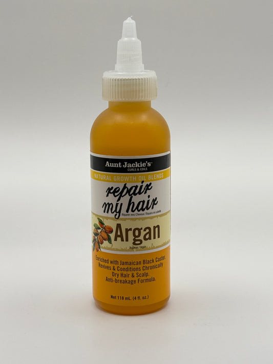 Aunt Jackie's Natural Growth Oil Blends Repair My Hair - Argan, Revives and Conditions Chronically Dry Hair and Scalp, Anti-Breakage Formula, 4 oz